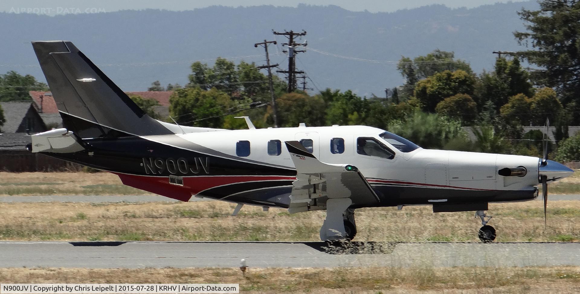 N900JV, 2014 Socata TBM-900 C/N 1026, Janzen Leasing LLC (Greenwood Village, CO) brand new 2014 Socata TBM-900 landing runway 31R at Reid Hillview Airport, San Jose, CA.