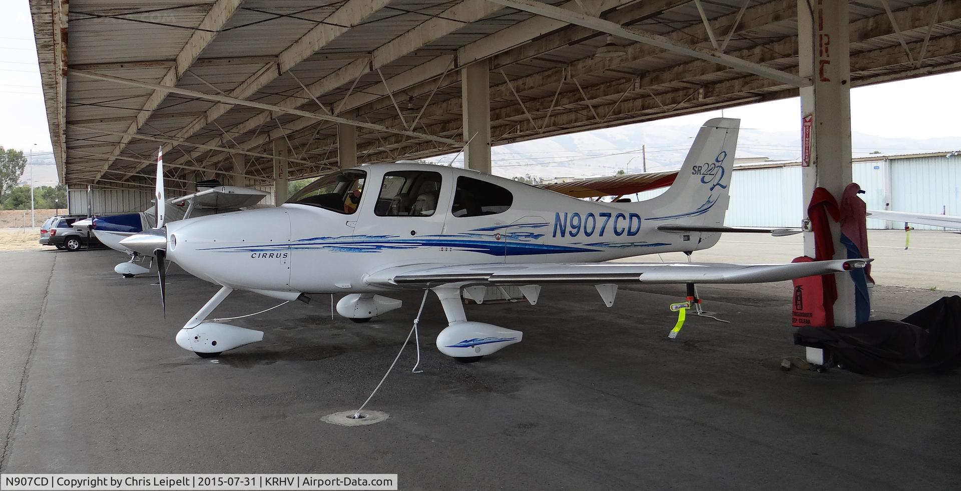 N907CD, 2005 Cirrus SR22 G2 C/N 1706, Locally-based 2005 Cirrus SR22 sitting under the shelters at Reid Hillview Airport, San Jose, CA.