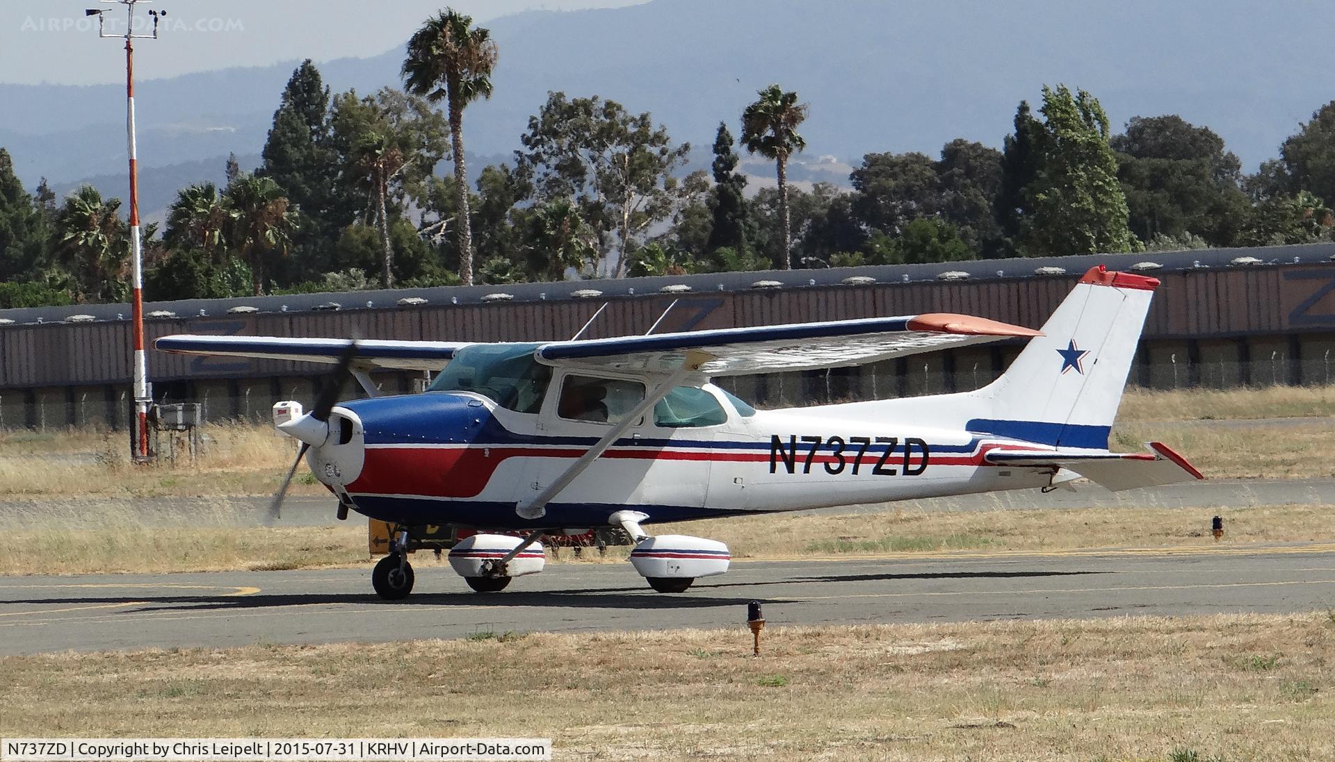 N737ZD, 1977 Cessna 172N C/N 17269794, Locally-based 1977 Cessna 172N clear runway 31R at Reid Hillview Airport, San Jose, CA.
