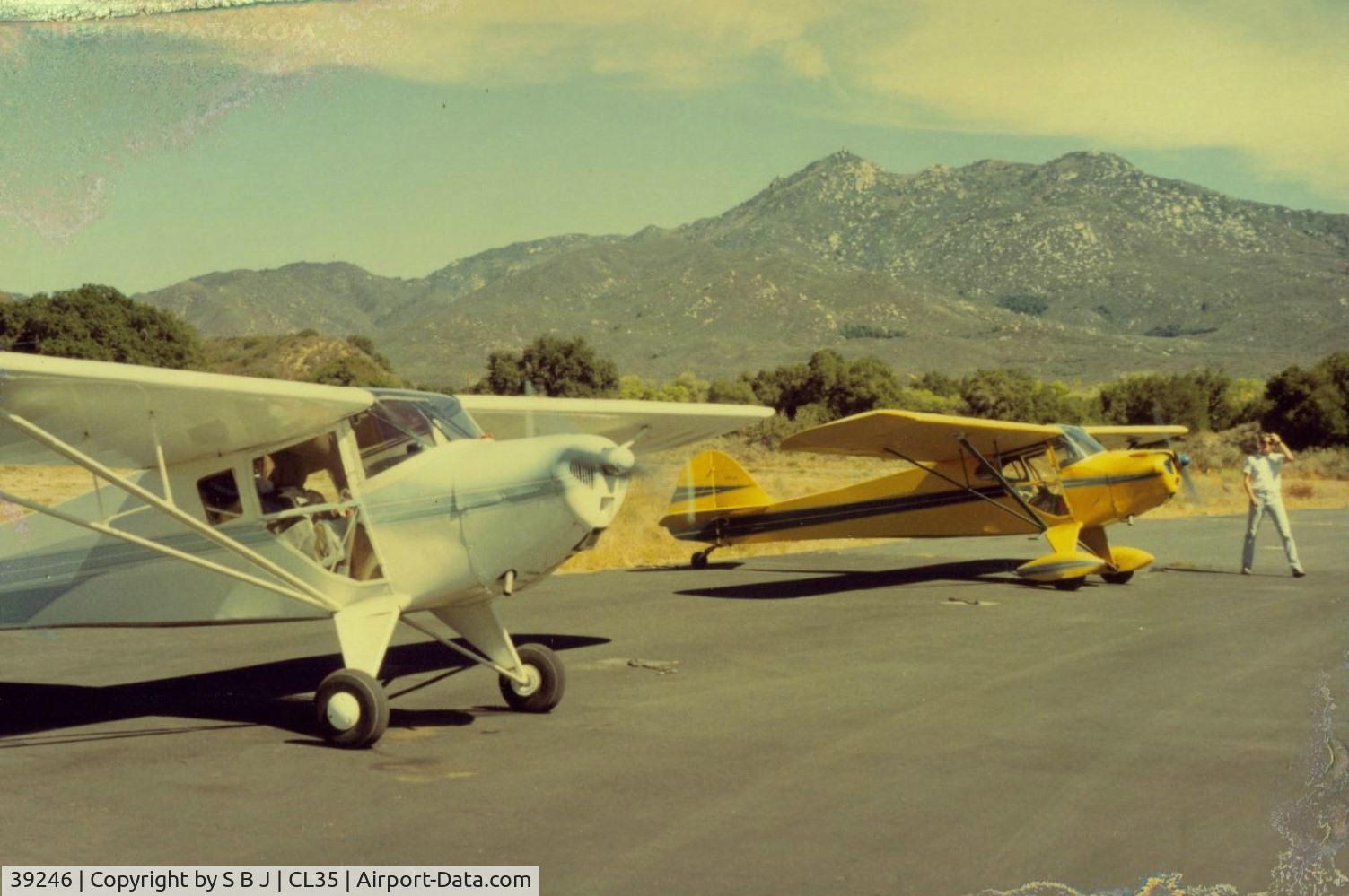 39246, 1945 Taylorcraft BC-12D Twosome C/N 6500, 246 with N39932 at Warner Springs gliderport. Wes (Northwest Pilot) singling me we are behind schedule and lets get moving. What is it with airline pilots and schedules anyway?