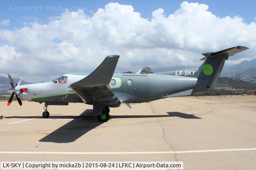 LX-SKY, 1995 Pilatus PC-12/45 C/N 108, Parked
