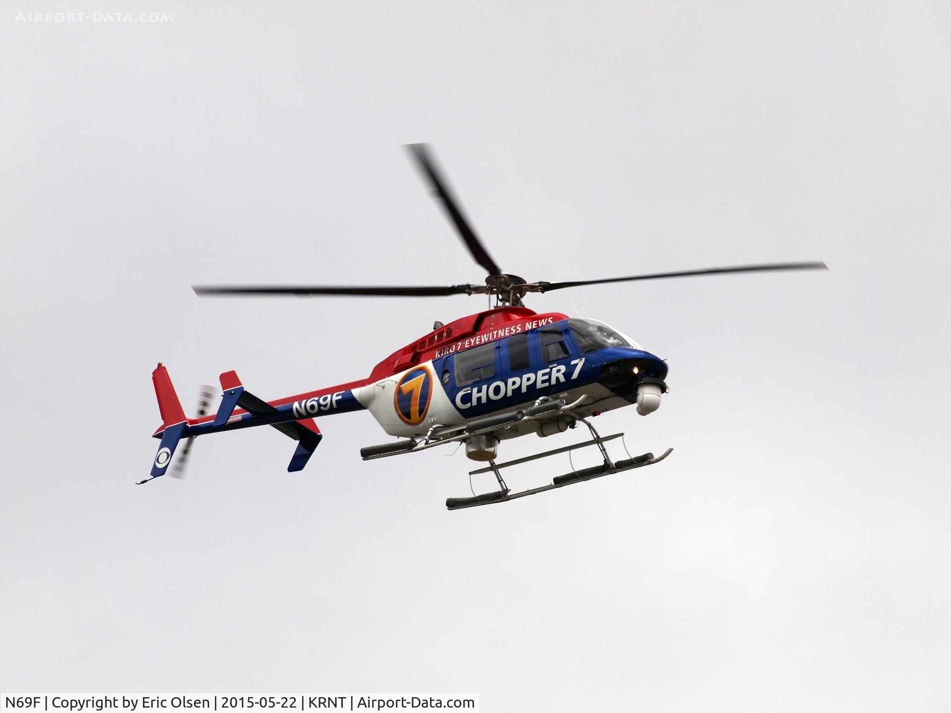 N69F, 1996 Bell 407 C/N 53025, Kiro Eyewitness News chopper 7 over the Renton airport.