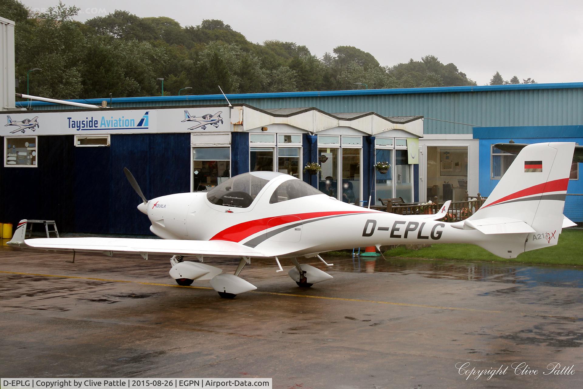 D-EPLG, 2014 Aquila A211 C/N AT01-100C-315, Pictured visiting Tayside Aviation at Dundee Riverside airport EGPN. Could it be on a demo visit or perhaps a new acquisition or .... just visiting. Time will tell.