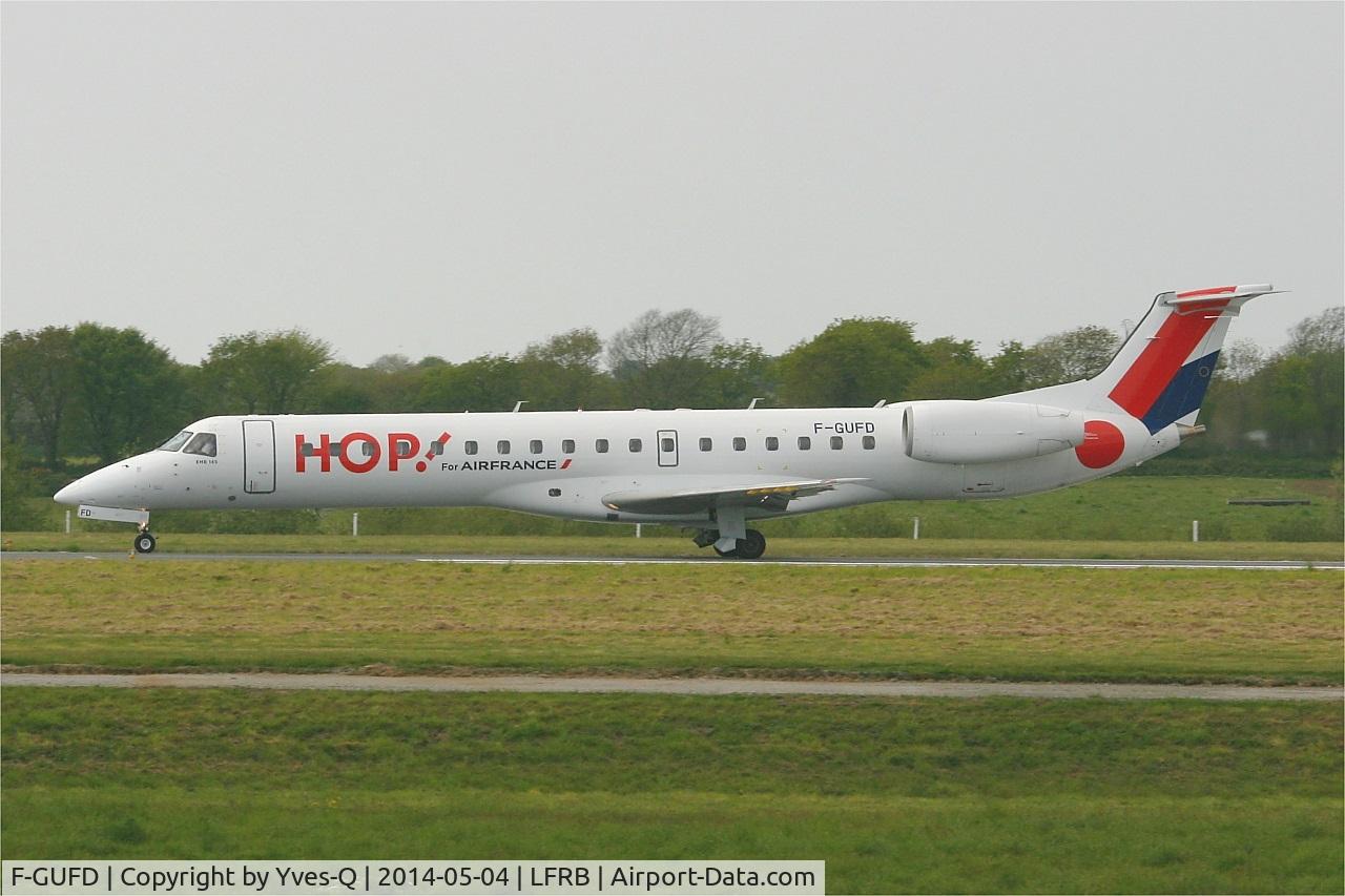F-GUFD, 1999 Embraer ERJ-145LR (EMB-145LR) C/N 145197, Embraer EMB-145LR (ERJ-145LR),  Take off run rwy 25L, Brest-Bretagne airport (LFRB-BES)