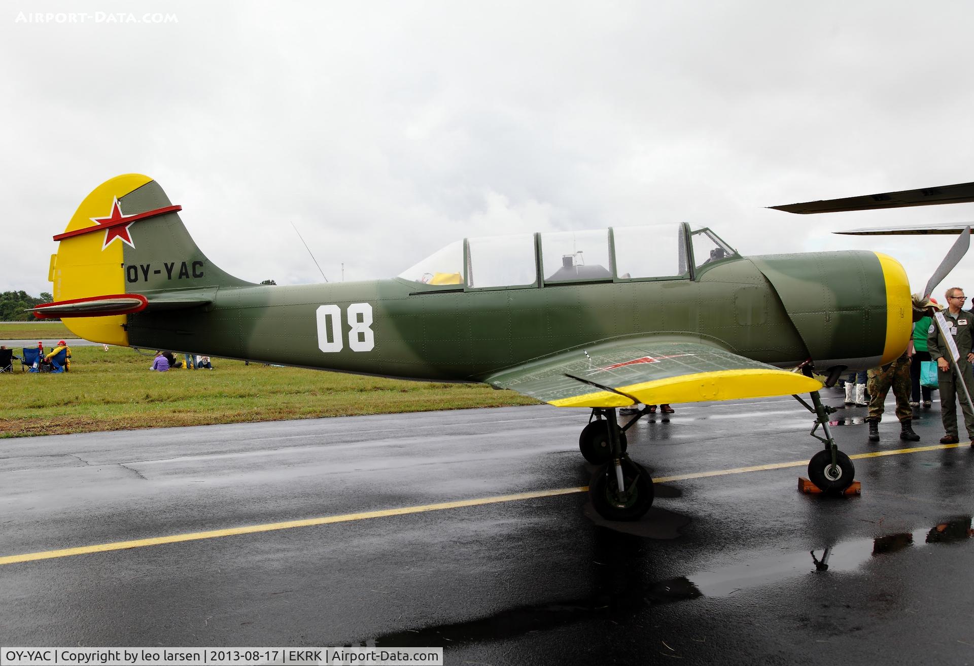 OY-YAC, 1995 Yakovlev (Aerostar) Yak-52 C/N 9511904, Roskilde Air Show 17.8.13