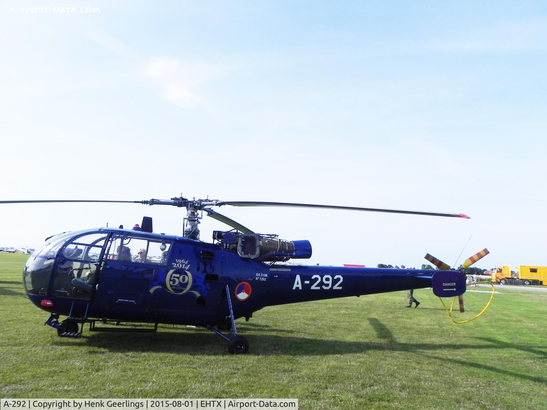 A-292, Sud SE-3160 Alouette III C/N 1292, Texel Airshow , August 2015 sticker BAF 50 yrs