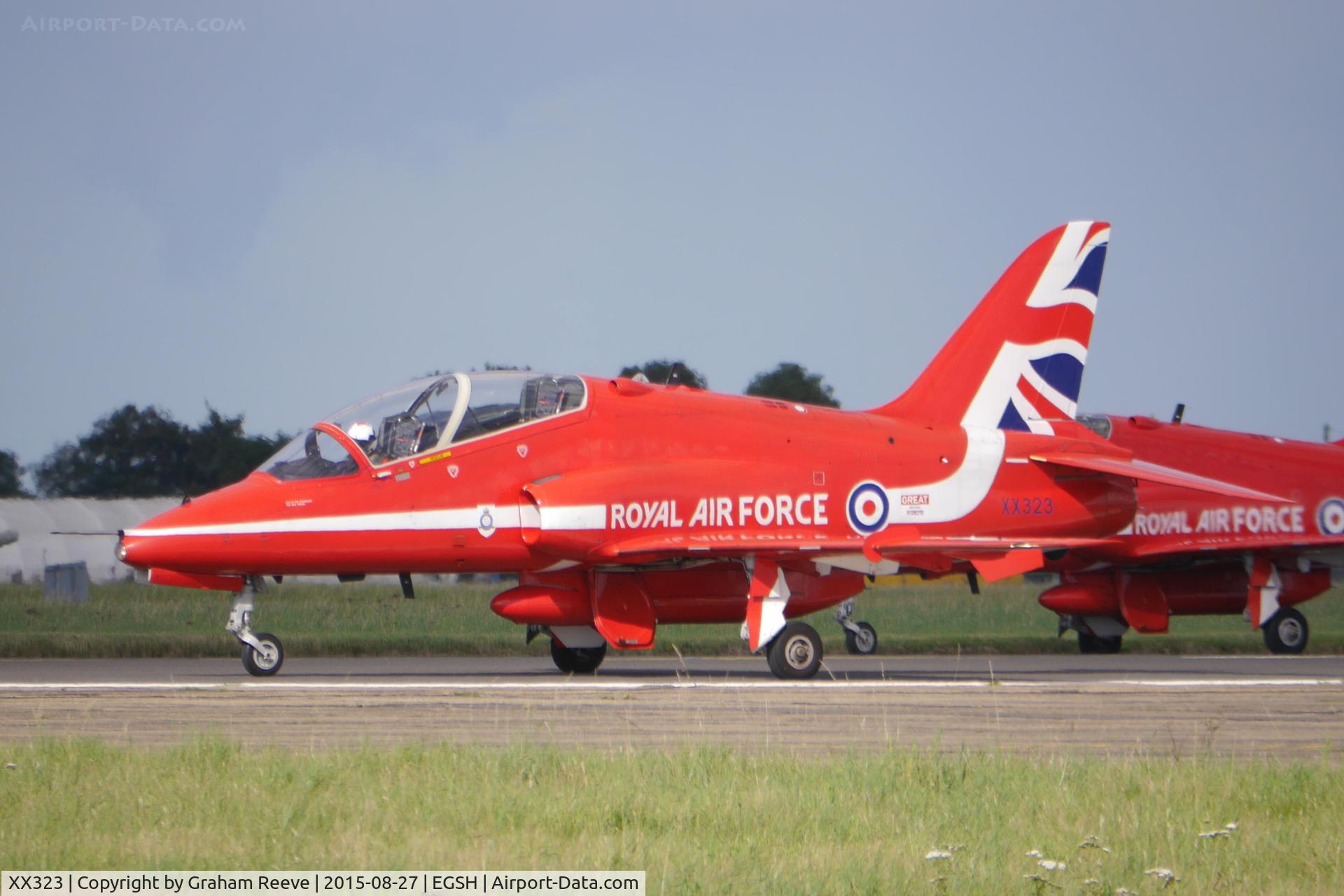 XX323, 1980 Hawker Siddeley Hawk T.1 C/N 167/312148, Just landed at Norwich.