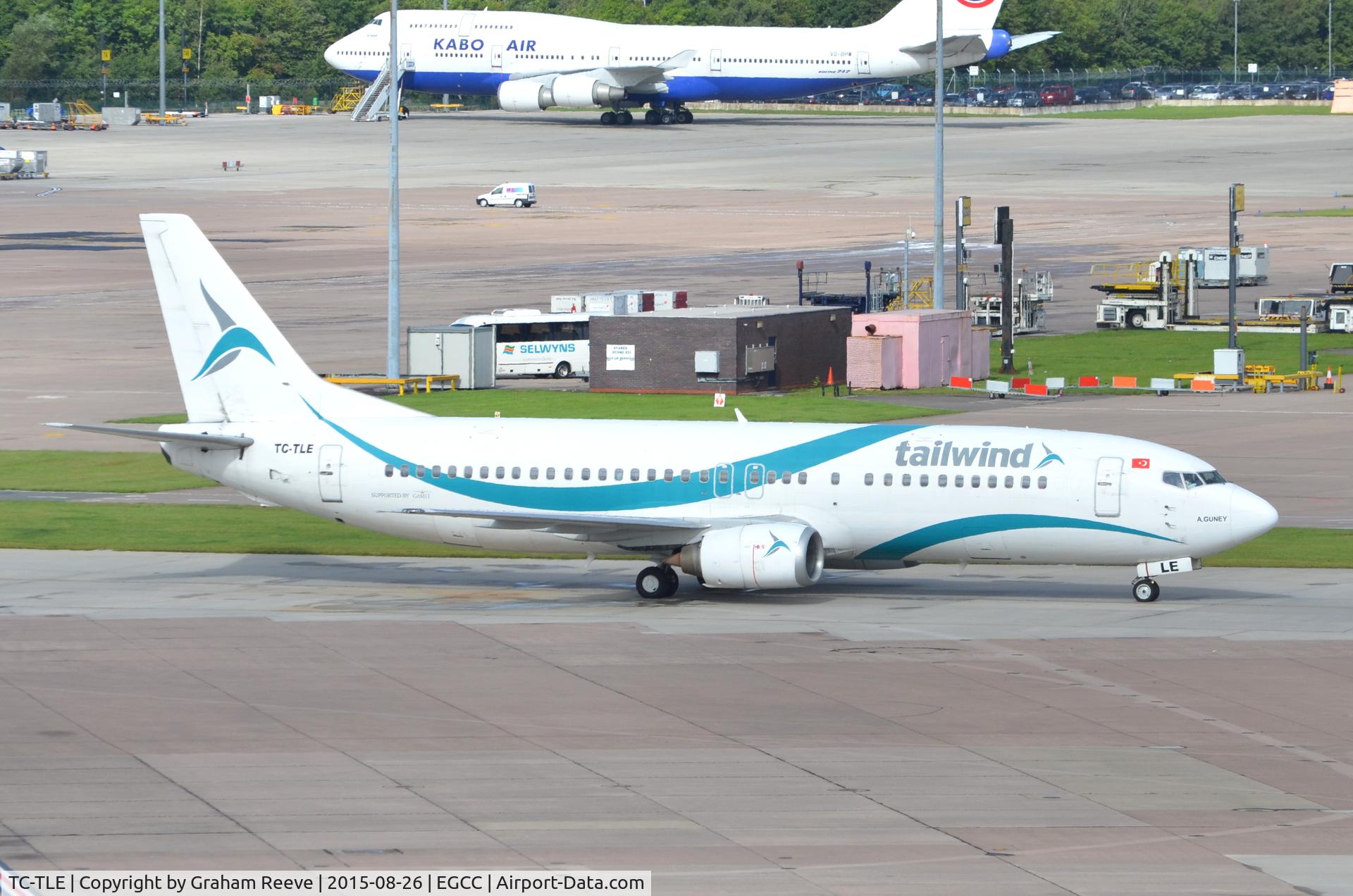 TC-TLE, 1997 Boeing 737-4Q8 C/N 27628, Just landed at Manchester.