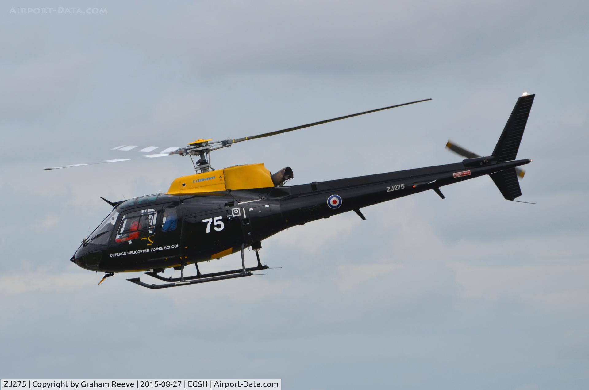 ZJ275, 1997 Eurocopter AS-350BB Squirrel HT1 Ecureuil C/N 3013, Departing from Norwich.