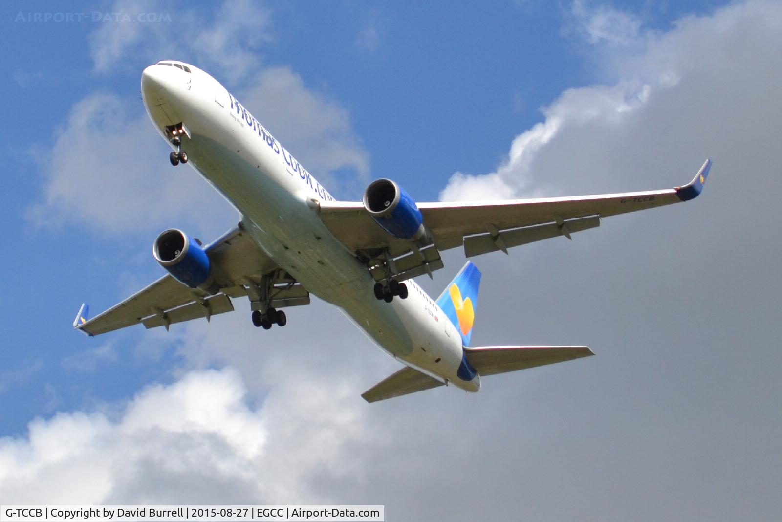 G-TCCB, 1997 Boeing 767-31K C/N 28865, Thomas Cook Boeing 767-31K on approach to Manchester Airport .
