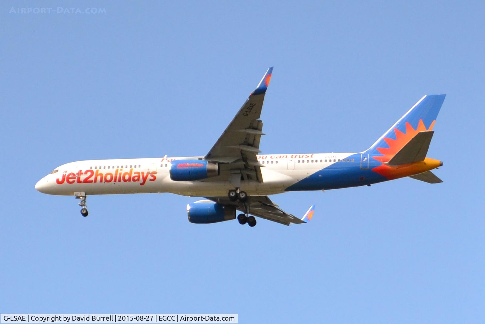 G-LSAE, 1988 Boeing 757-27B C/N 24135, Jet2.com Boeing 757-27B on approach to Manchester Airport.
