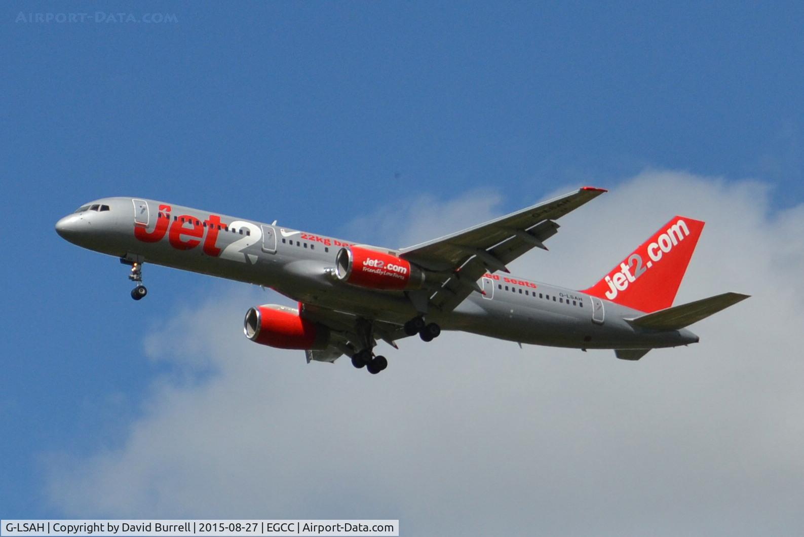 G-LSAH, 1987 Boeing 757-21B C/N 24015, Jet2.com G-LSAH on approach to Manchester Airport.