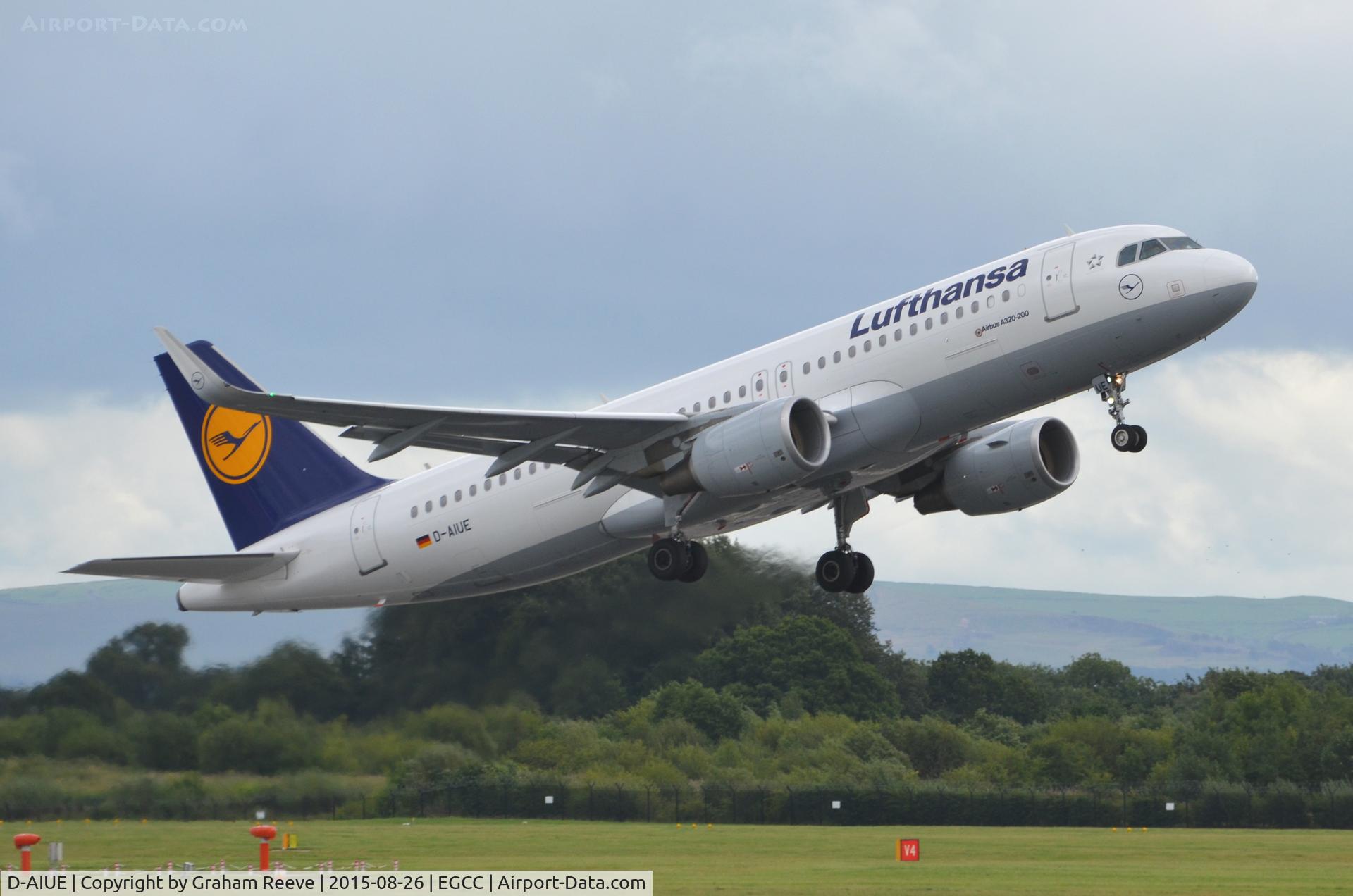 D-AIUE, 2014 Airbus A320-214 C/N 6092, Departing from Manchester.