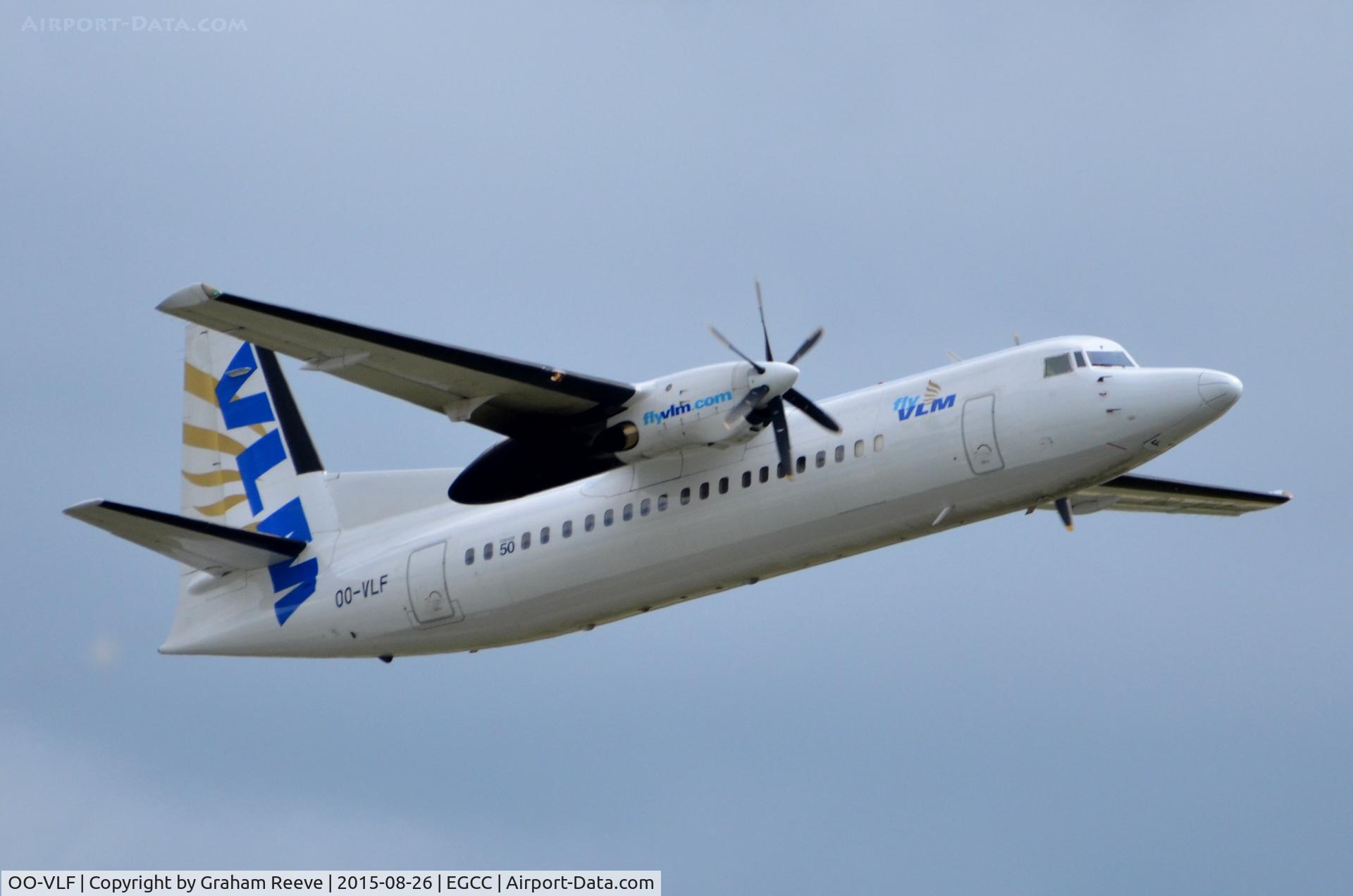 OO-VLF, 1991 Fokker 50 C/N 20208, Departing from Manchester.