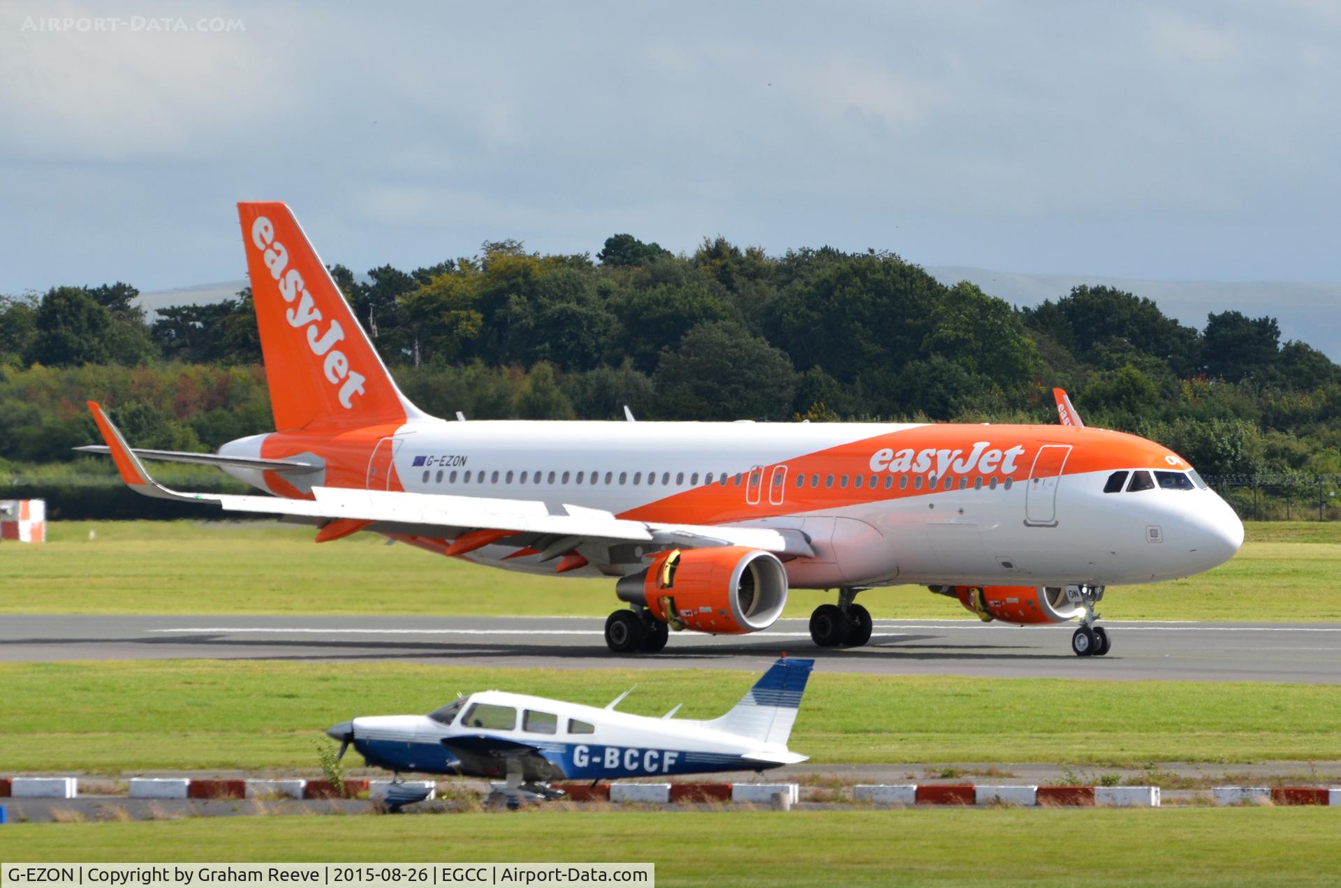 G-EZON, 2015 Airbus A320-214 C/N 6605, Just landed at Manchester.