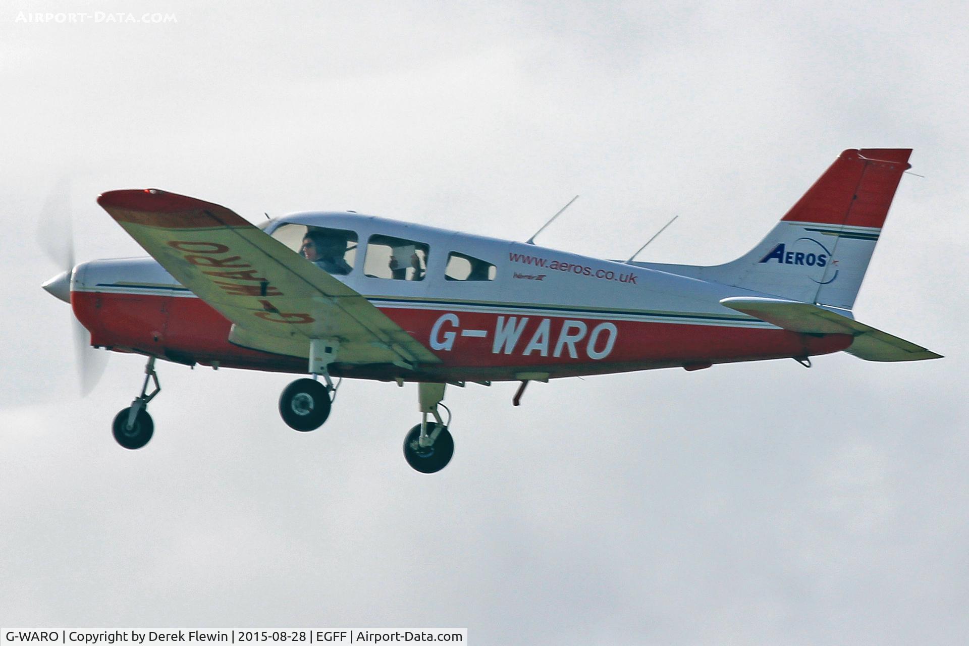 G-WARO, 1997 Piper PA-28-161 Cherokee Warrior III C/N 28-42015, Cherokee Warrior III, Aeros, Staverton based, previously N9246, G-WARO, EC-HVT, seen departing runway 22, en-route RTB.