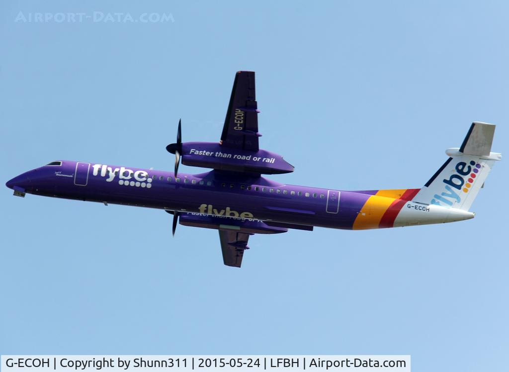 G-ECOH, 2008 De Havilland Canada DHC-8-402Q Dash 8 C/N 4221, Climbing after take off...