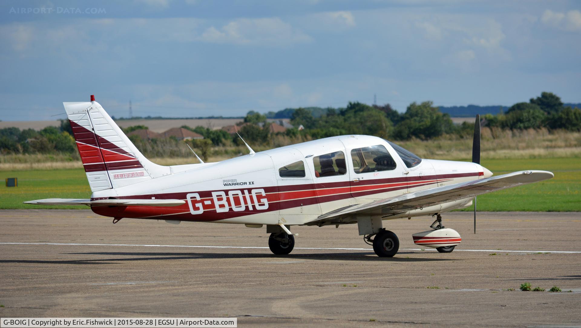 G-BOIG, 1985 Piper PA-28-161 Cherokee Warrior II C/N 28-8516027, 2. G-BOIG visiting The Imperial War Museum, Duxford, Cambridgeshire.