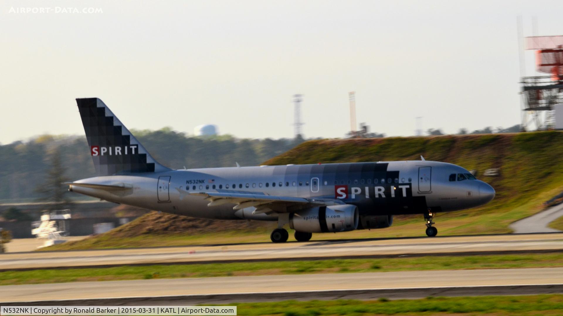 N532NK, 2007 Airbus A319-132 C/N 3165, Landing Atlanta