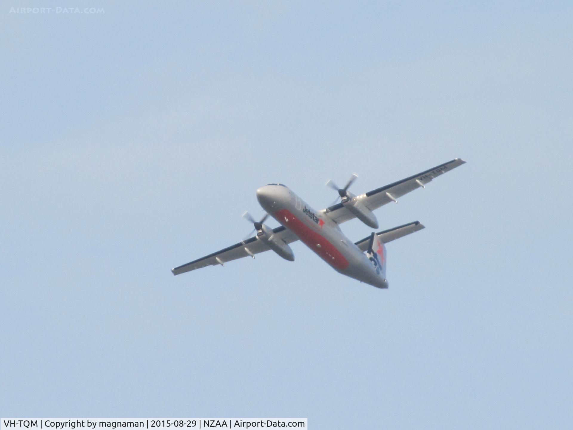 VH-TQM, 2004 De Havilland Canada DHC-8-315Q Dash 8 C/N 604, On media visit to NZ to launch Jetstar turboprop regional services - due to start Dec 2015