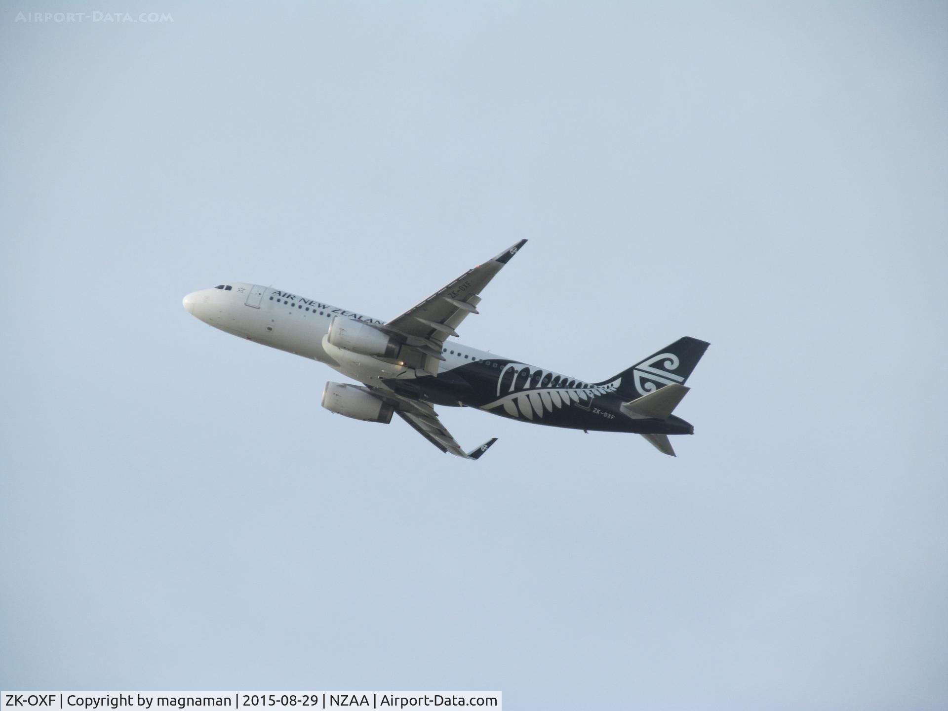 ZK-OXF, 2014 Airbus A320-232 C/N 6182, departing AKL