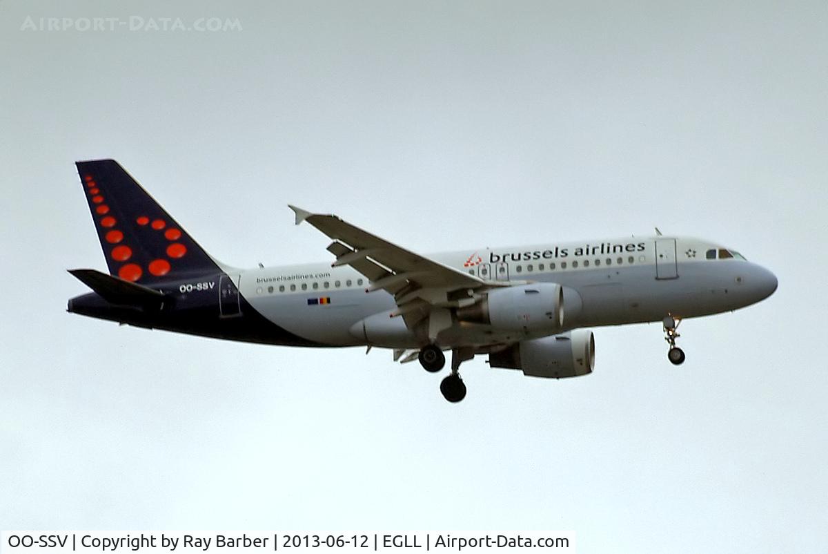 OO-SSV, 2004 Airbus A319-111 C/N 2196, Airbus A319-111 [2196] (Brussels Airlines) Home~G 12/06/2013. On approach 27L.