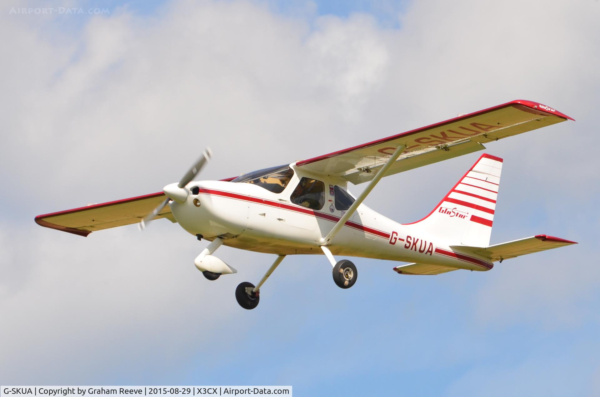 G-SKUA, 1999 Stoddard-Hamilton GlaStar C/N PFA 295-13241, Departing from Northrepps.