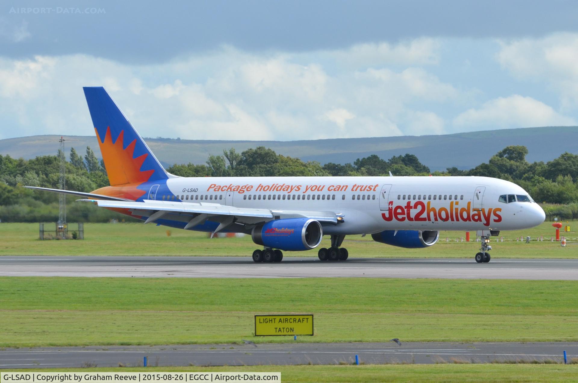 G-LSAD, 1989 Boeing 757-236 C/N 24397, Just landed at Manchester.