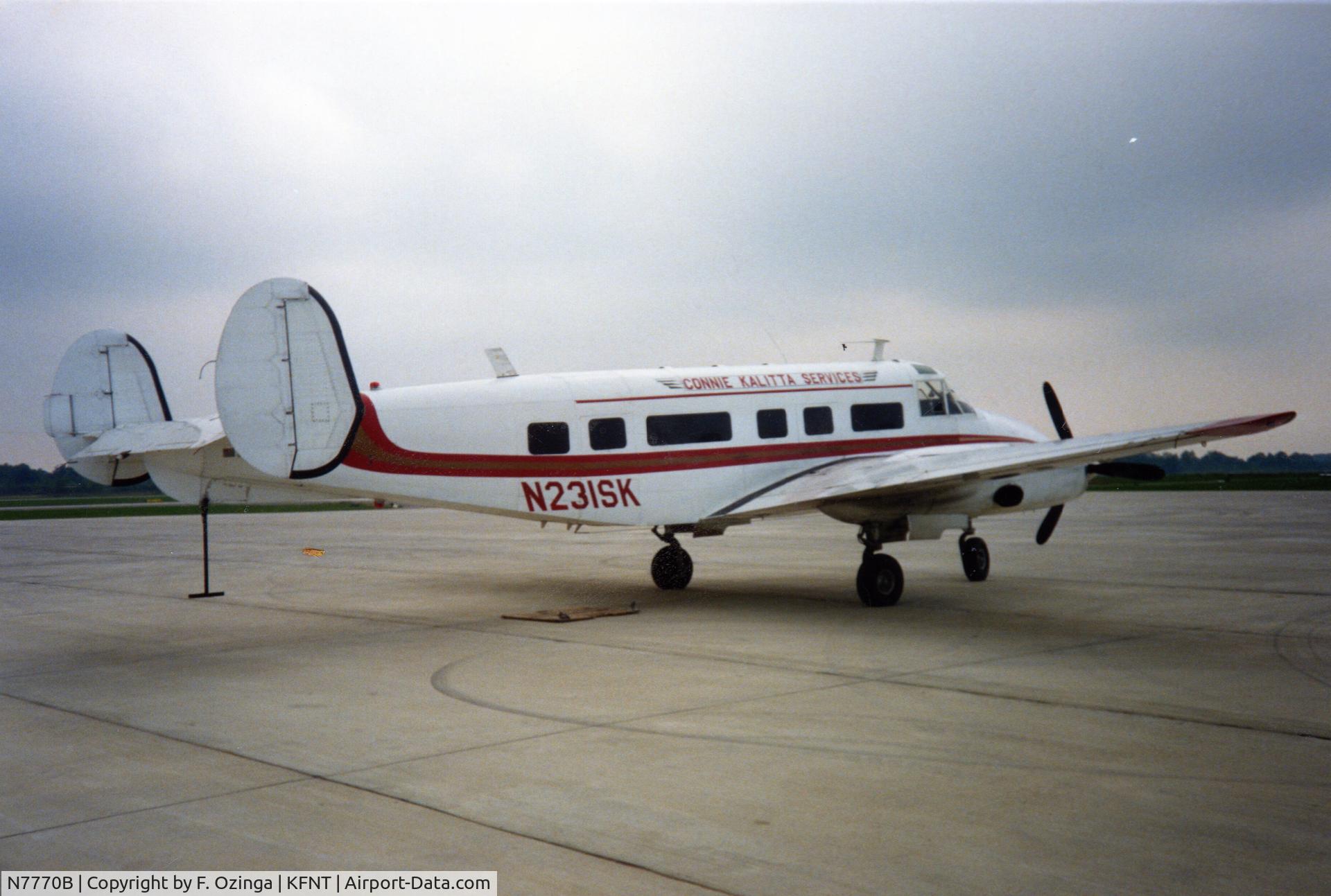 N7770B, Beech C-45G Expeditor C/N AF-320, Parked at ramp in Flint, MI, USA