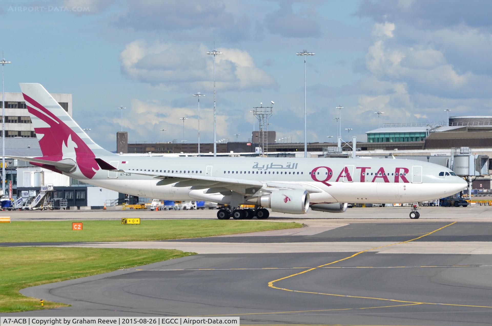 A7-ACB, 2002 Airbus A330-203 C/N 489, About to depart from Manchester.