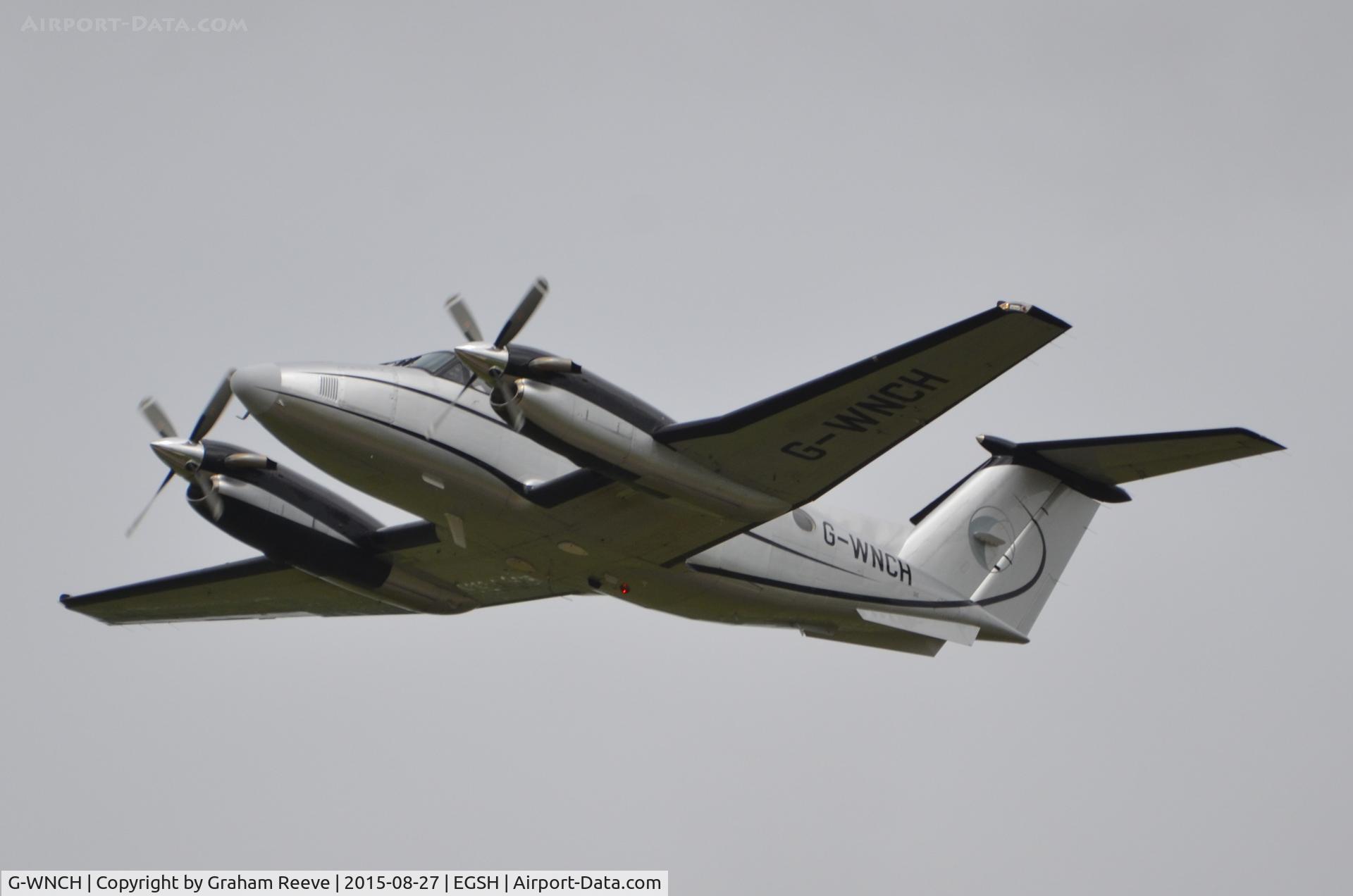 G-WNCH, 1986 Beech B200 Super King Air King Air C/N BB-1259, Departing from Norwich.