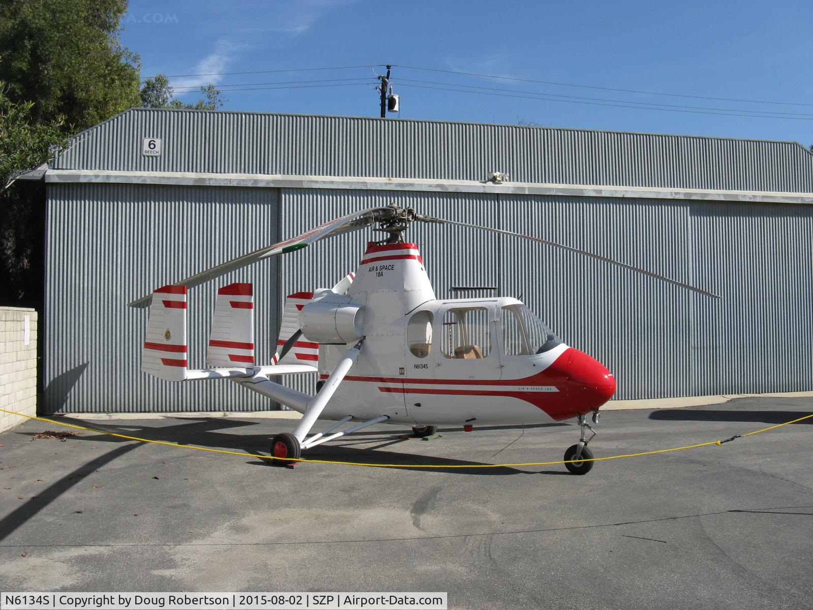 N6134S, 1965 Air & Space America Inc 18A C/N 18-41, 1965 Air & Space America, Inc. 18A jump start Autogyro, Lycoming O&VO-360 180 Hp pusher, at SZP's 85th Anniversary Celebration display