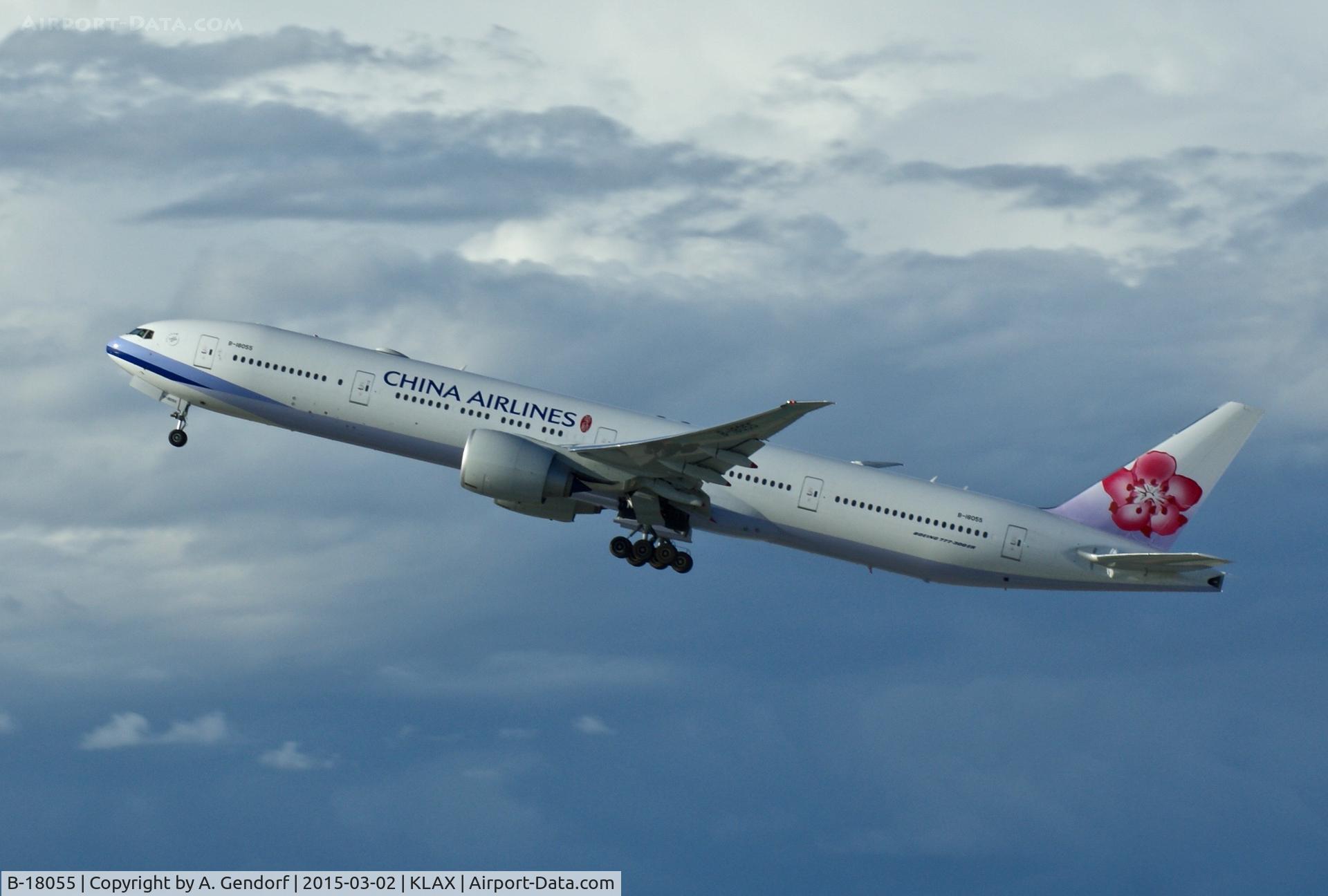 B-18055, 2014 Boeing 777-36N/ER C/N 41823, China Airlines, is here taking off at Los Angeles Int'l(KLAX), homebound for Taipei(RCTP)