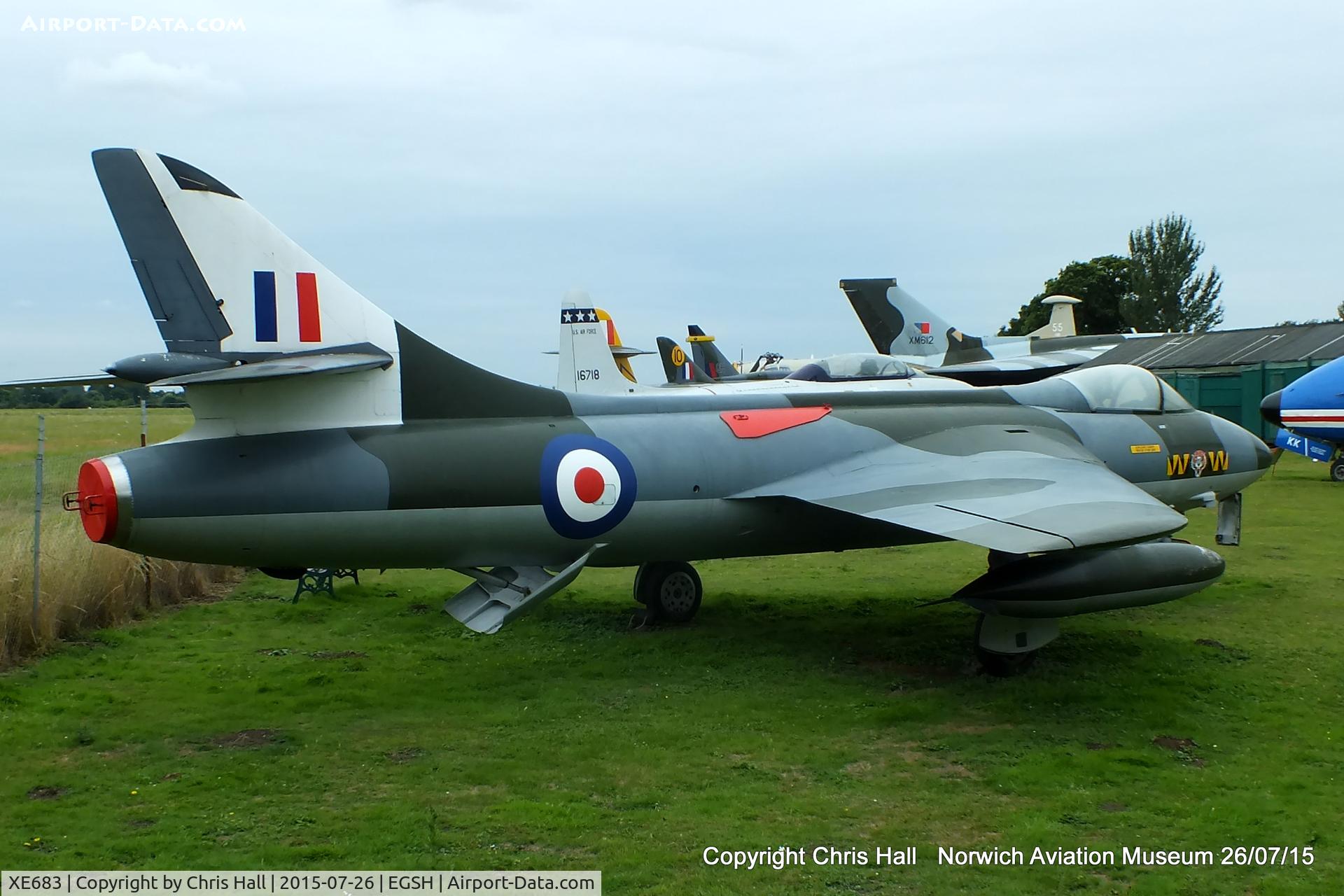 XE683, 1956 Hawker Hunter F.51 C/N 41H/680271, at the City of Norwich Aviation Museum