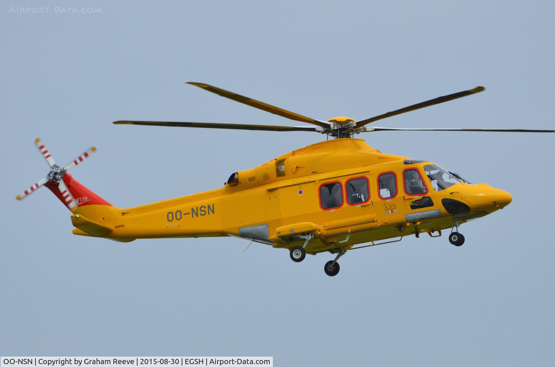 OO-NSN, 2015 AgustaWestland AW-139 C/N 31700, About to land at Norwich.