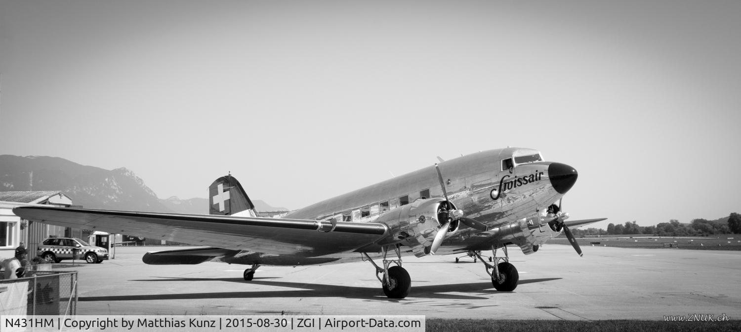 N431HM, 1943 Douglas DC-3C-S1C3G (C-47A) C/N 9995, Airport Grenchen N431HM 30 Aug 2015