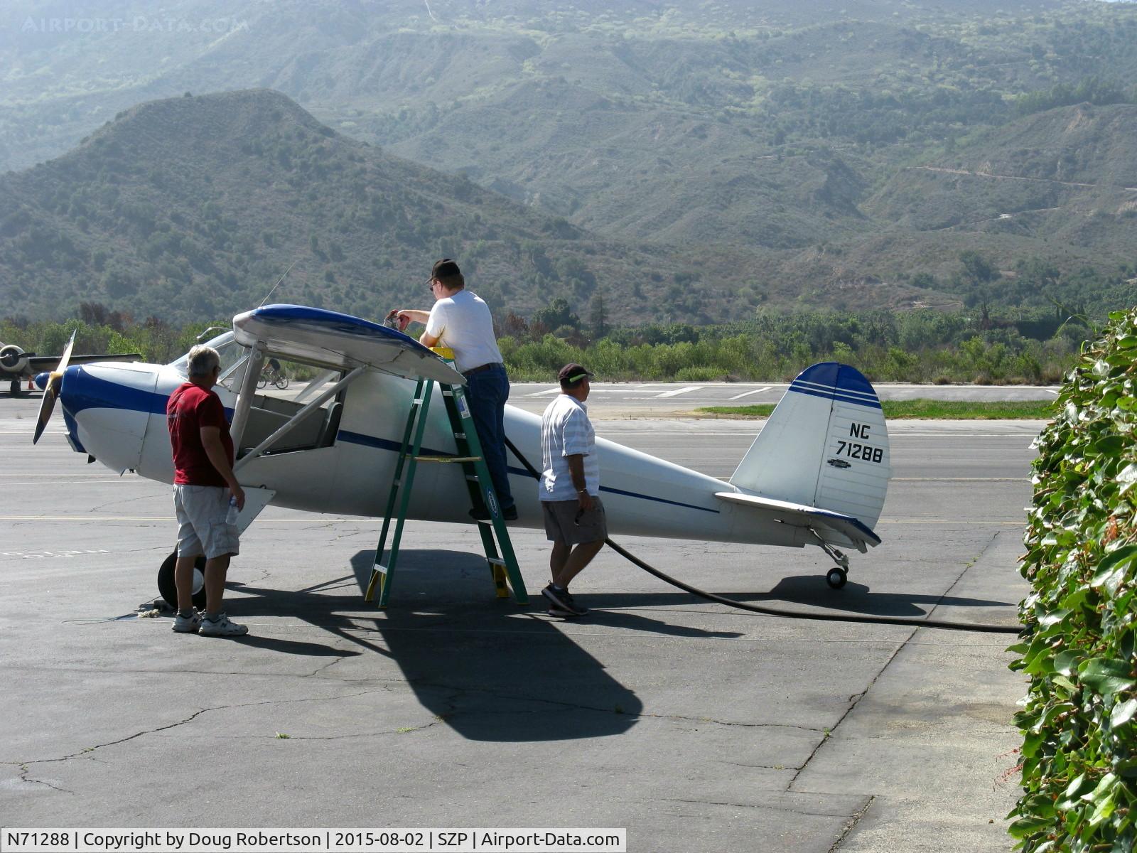 N71288, 1946 Luscombe 8A C/N 2715, 1946 Luscombe 8A, Continental A&C65 65 Hp, refueling
