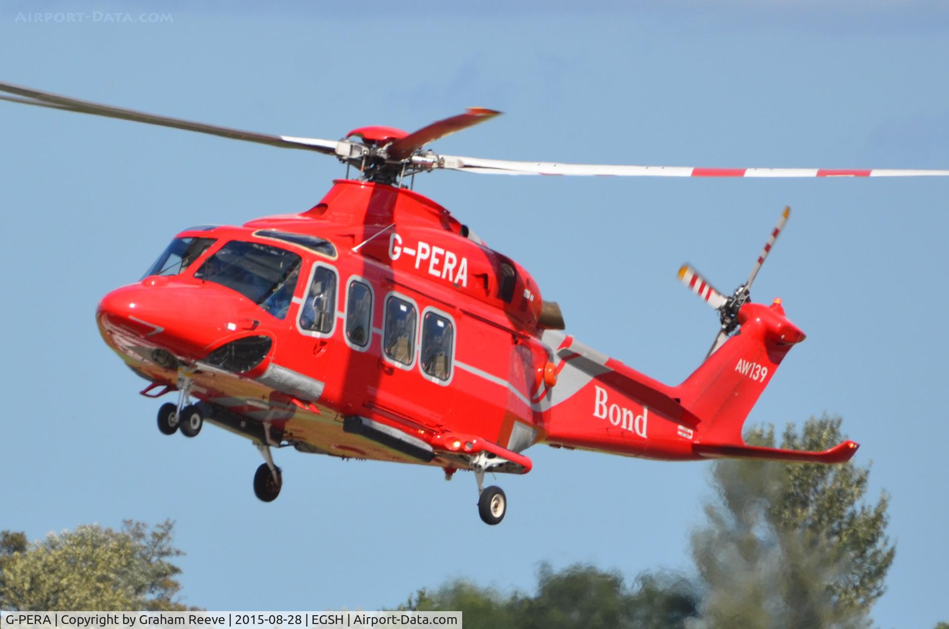 G-PERA, 2010 AgustaWestland AW-139 C/N 31322, Landing at Norwich.