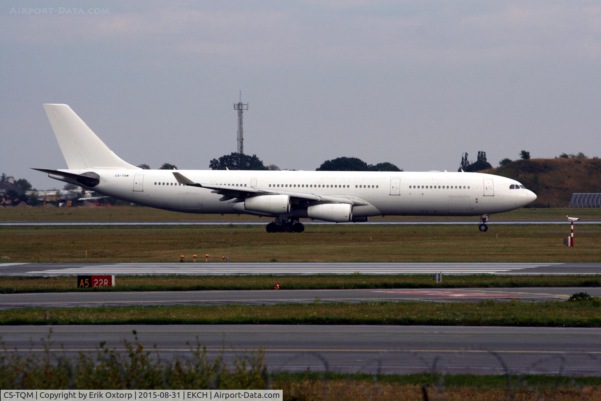 CS-TQM, 1995 Airbus A340-313 C/N 117, CS-TQM taxing for takeoff on rw 04R