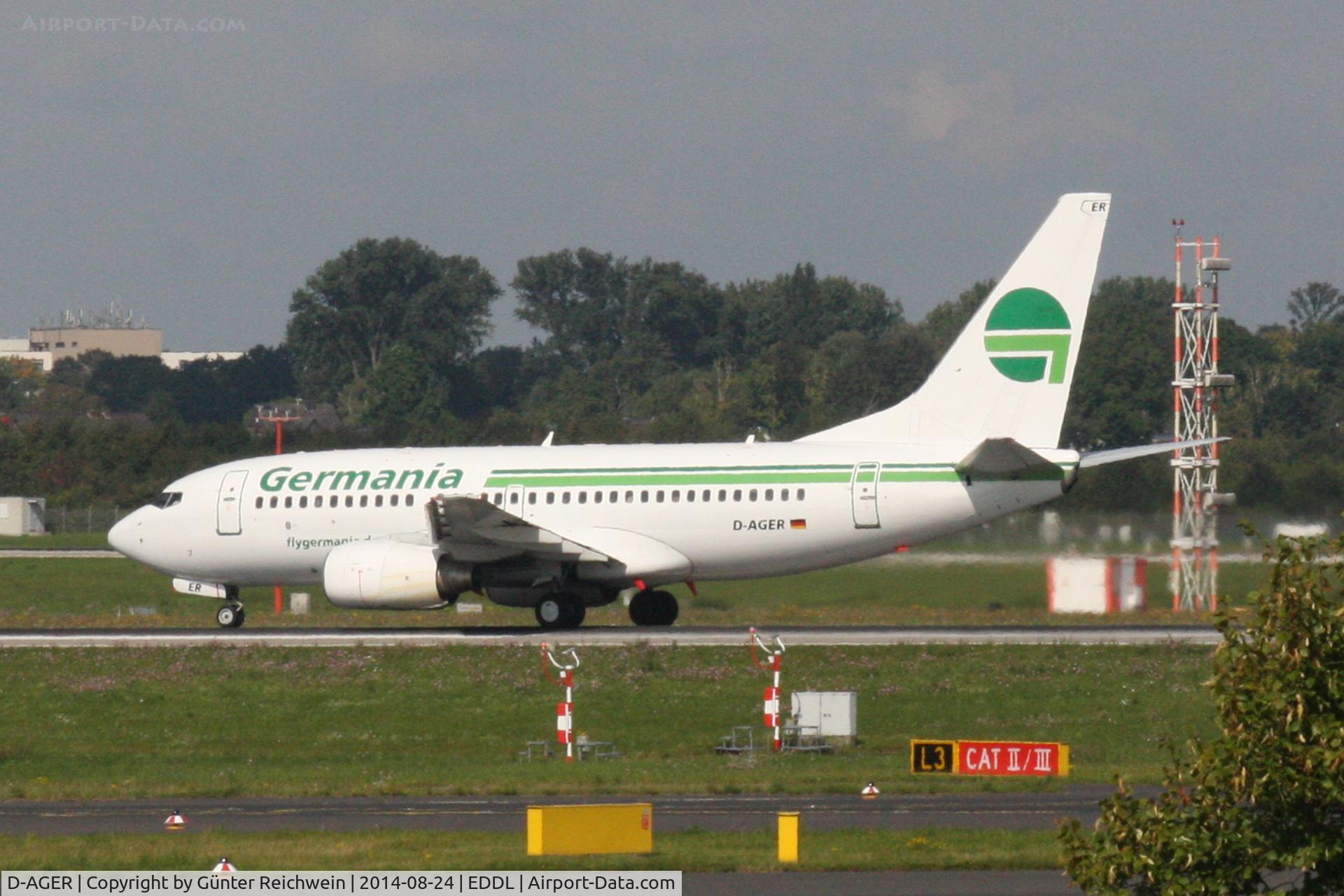 D-AGER, 1998 Boeing 737-75B C/N 28107, departing