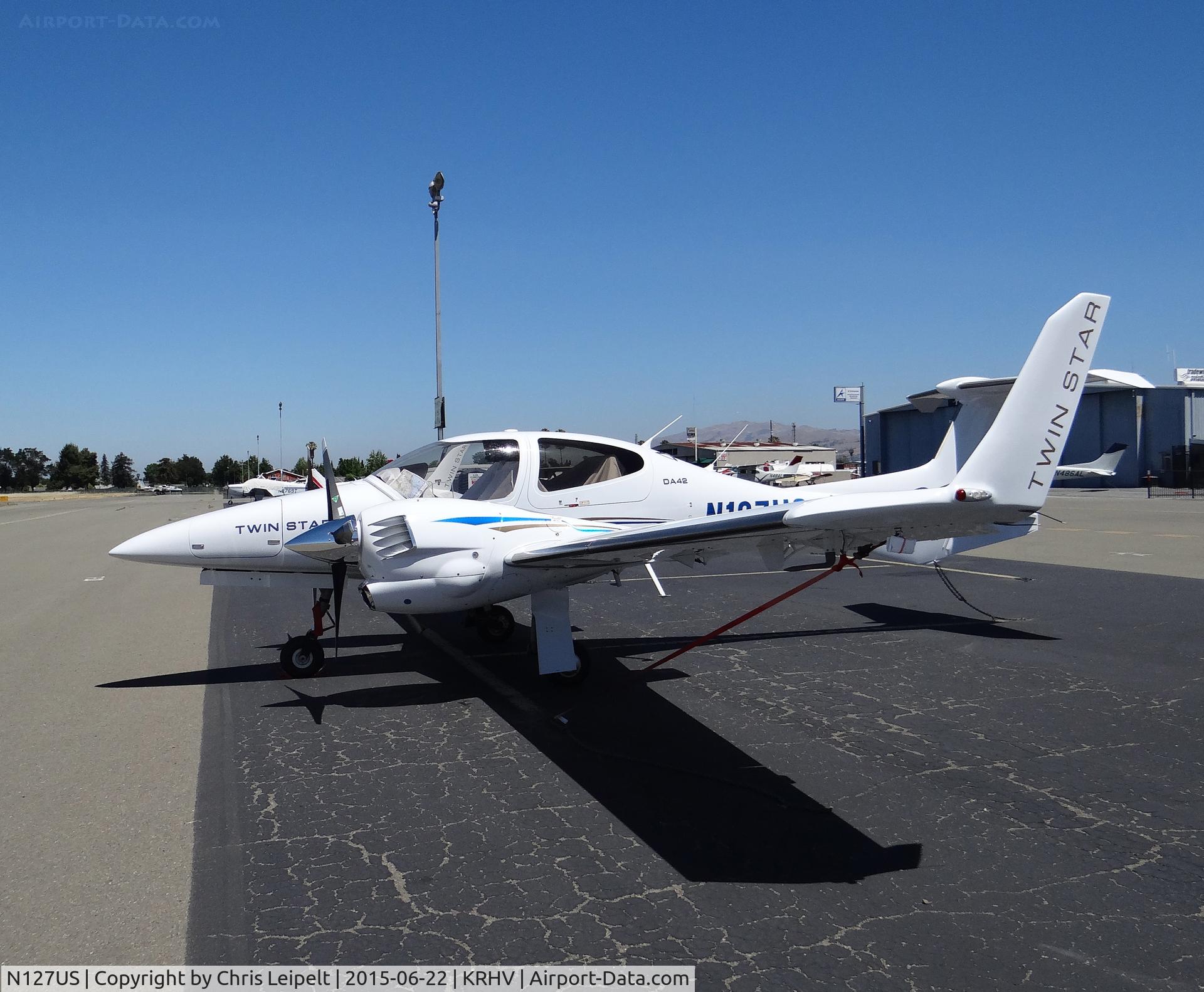 N127US, 2008 Diamond DA-42 Twin Star C/N 42.AC127, Privately owned 2008 Twin Diamond Star visiting at Reid Hillview Airport, San Jose, CA.