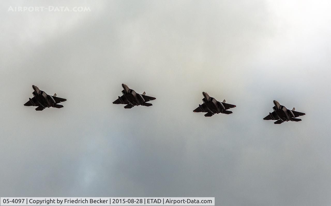 05-4097, 2007 Lockheed Martin F-22A-30-LM C/N 645-4097, Finally arriving at Spandahlem AB, after crossing the pond. It is the first F-22A deployment to central Europe. Tyndalls 95th FIS arrived with for F-22A´s 05-4086, 05-4089, 05-4097 and 05-4098.