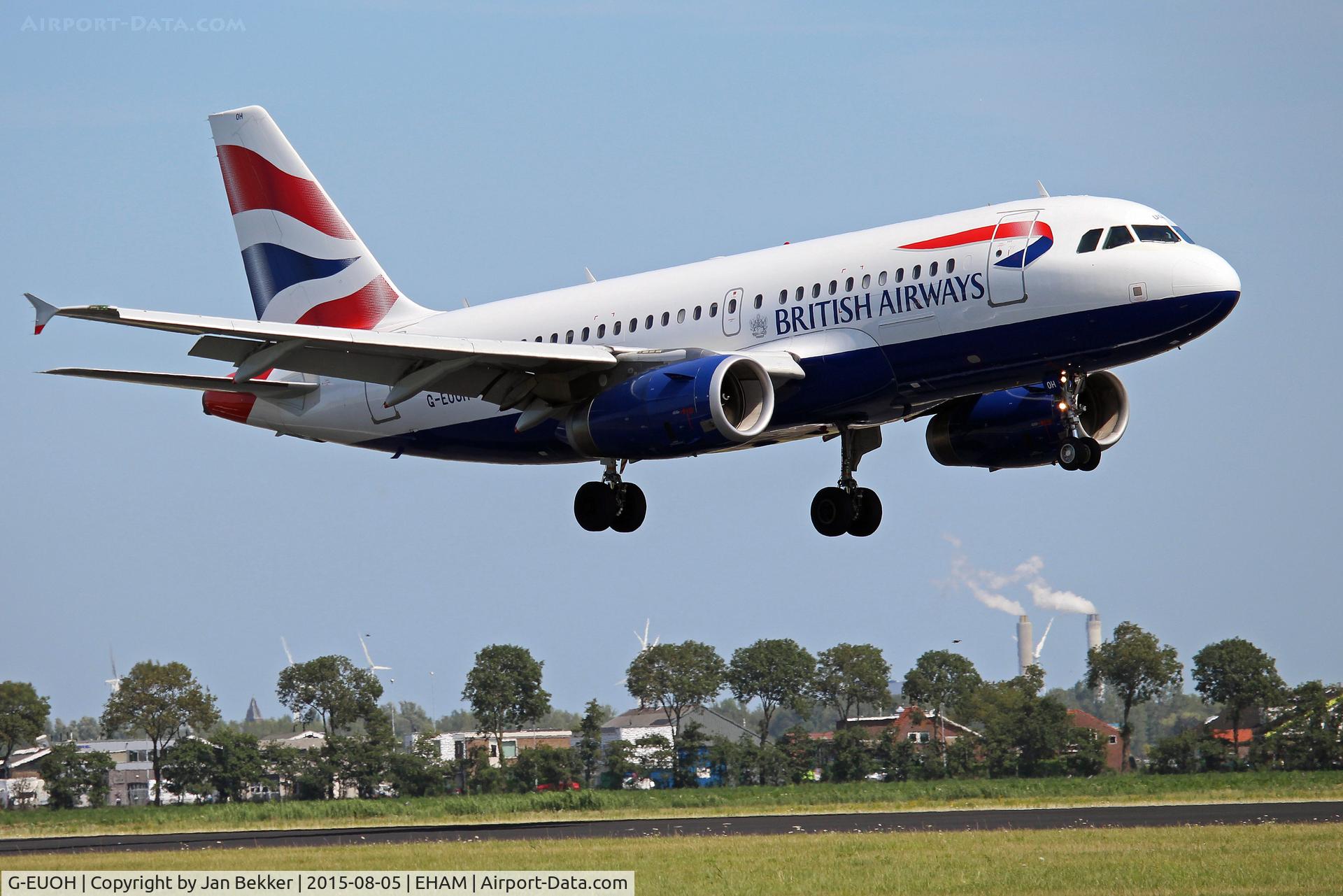G-EUOH, 2001 Airbus A319-131 C/N 1604, Landing at Schiphol