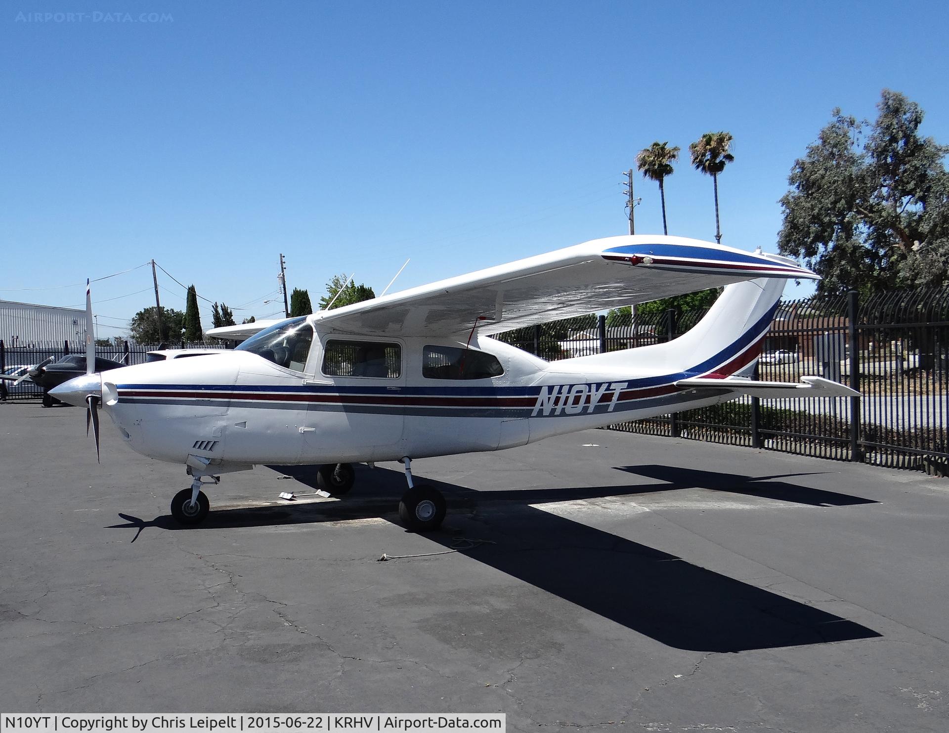 N10YT, 1976 Cessna T210L Turbo Centurion C/N 21061460, N10YT LLC (Missoula, Montana) visiting Reid Hillview Airport, San Jose, CA parked next to Ariel Avionics.