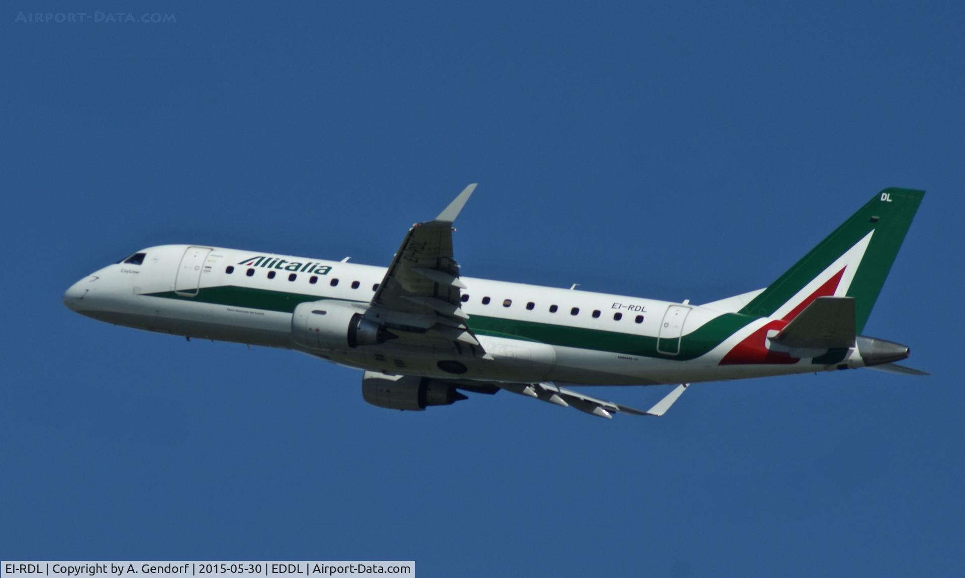 EI-RDL, 2012 Embraer 175STD (ERJ-170-200STD) C/N 17000345, Alitalia CityLiner, is here departing at Düsseldorf Int'l(EDDL)