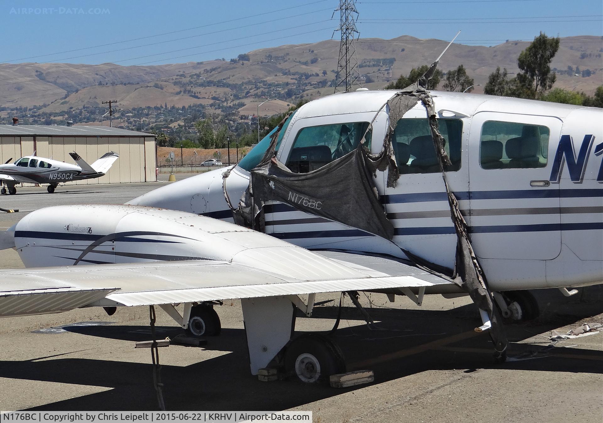 N176BC, 1979 Beech 76 Duchess C/N ME-269, Locally-based 1979 Beechcraft Duchess rotting away for yet another day at Reid Hillview Airport, San Jose, CA. What a poor airplane. One owner of this one ran out of money, while the other got into a nasty divorce.
