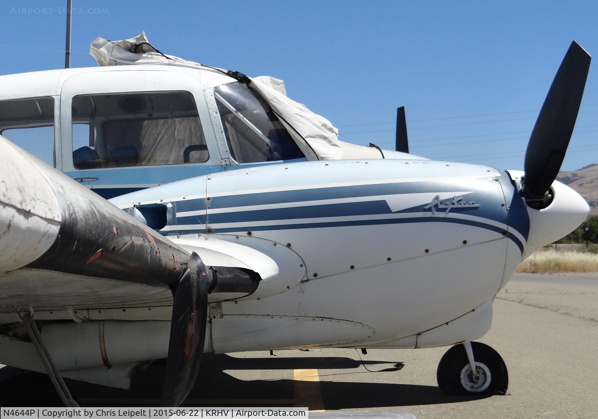 N4644P, 1960 Piper PA-23-250 C/N 27-165, Locally-based 1960 Piper Aztec rotting away for yet another day at Reid Hillview Airport, San Jose, CA. What a poor airplane. I heard the owner used to fly it a lot back in the early to mid 2000s, but according to FlightWise, it's last flight