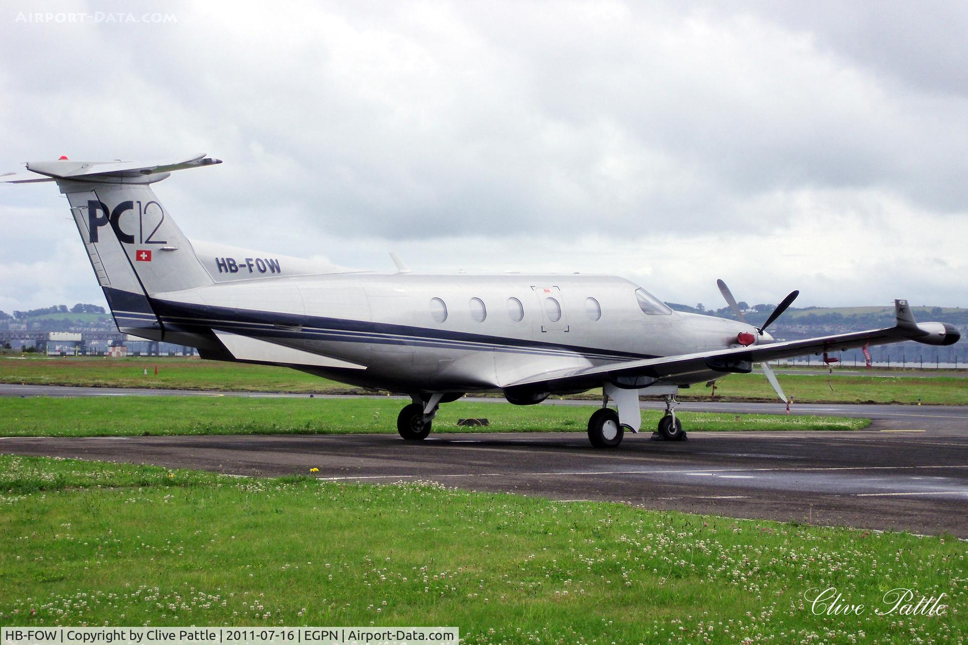 HB-FOW, 2001 Pilatus PC-12/45 C/N 411, Visiting Dundee Riverside airport EGPN