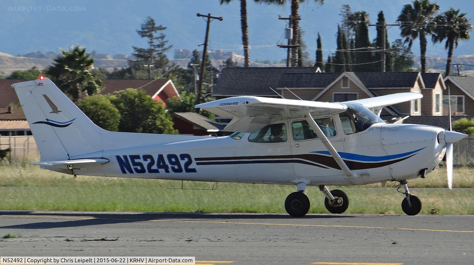 N52492, 1980 Cessna 172P C/N 17274540, Locally-based 1980 Cessna 172P rolling down runway 31R at Reid Hillview Airport, San Jose, CA.