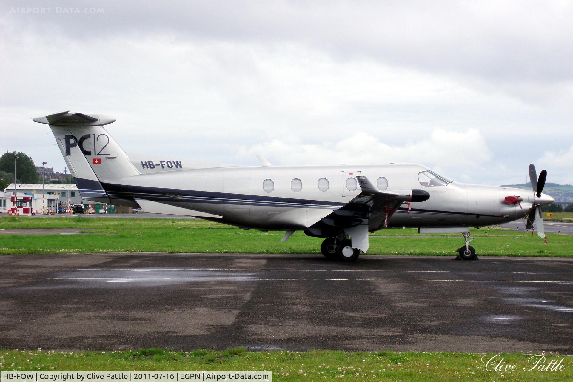 HB-FOW, 2001 Pilatus PC-12/45 C/N 411, Parked up at Dundee Riverside airport EGPN